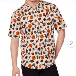 Spirit Halloween Men’s Retro Rockabilly Button Up Collared Shirt Size Medium